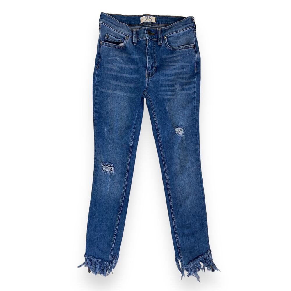 Free People Great Heights Frayed Skinny Worn Indigo
